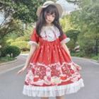 Short-sleeve Printed Midi A-line Lolita Dress