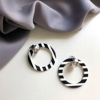 Striped Hoop Earring 1 Pair - As Shown In Figure - One Size