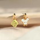 Asymmetric Mouse Earring 1 Pair - Cheese & Mouse - One Size