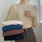 Long-sleeve Mock-neck Textured Blouse
