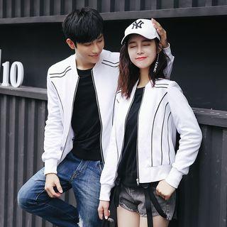 Couple Matching Striped Bomber Jacket