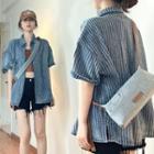 Short-sleeve Pattern Denim Shirt