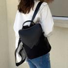 Genuine Leather Panel Backpack Black - One Size