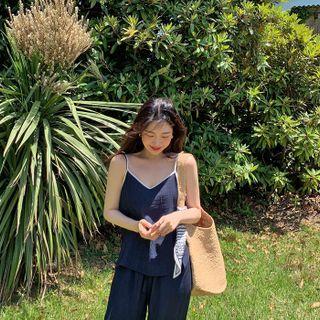Textured Spaghetti-strap Top
