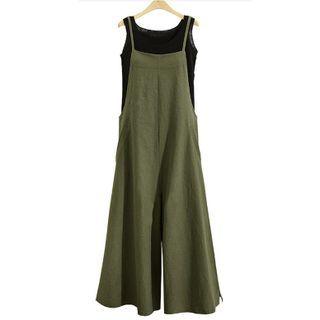 Plain Loose Fit Linen Jumper Pants