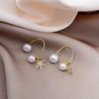 Faux Pearl Snowflake Drop Earring E4457 - 1 Pair - Gold & White - One Size