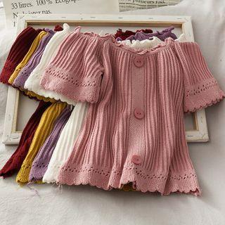 Boatneck Short-sleeve Knit Top In 10 Colors