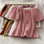 Boatneck Short-sleeve Knit Top In 10 Colors
