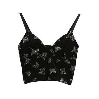 V-neck Butterfly Print Crop Camisole Top