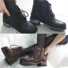 Wing-tip Lace-up Ankle Boots