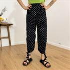 Dotted Harem Pants With Drawstring Black - One Size