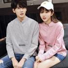 Couple Matching Stripe Stand-collar Shirt