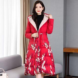 Floral Print Hooded Padded Coat