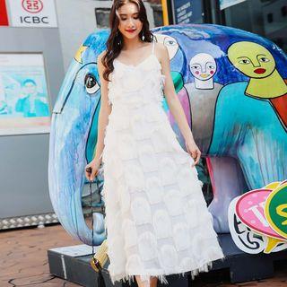 Spaghetti Strap Fringed Midi Beach Dress