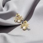 Spider Rhinestone Faux Pearl Alloy Earring E4661 - 1 Pair - Gold - One Size