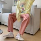 Corduroy High-waist Straight-cut Pants