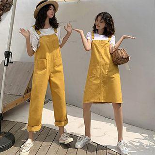 Straight-leg Dungaree Pants / A-line Mini Pinafore Dress