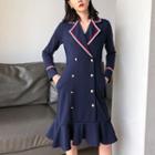 Long-sleeve Double-breasted Mermaid Coat Dress