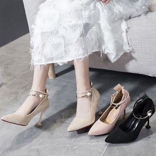 Kitten Heel Strap Ankle Pumps