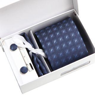Set Of 6: Patterned Neck Tie + Cufflinks + Tie Clip + Pocket Square As Shown In Figure - One Size