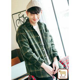 Check Loose-fit Wool Blend Shirt