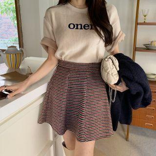 Short-sleeve Faux-fur Letter T-shirt