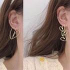 Heart Asymmetrical Alloy Dangle Earring 1 Pair - Non-matching Heart Earrings - Gold - One Size