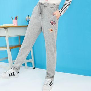 Fleece-lined Applique Sweatpants