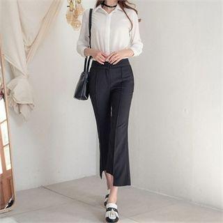 Asymmetric-hem Boot-cut Dress Pants