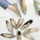 Faux-leather Snakeskin Pointy-toe Flats
