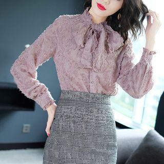 Set: Knot Front Shirt + Plaid Fitted Skirt