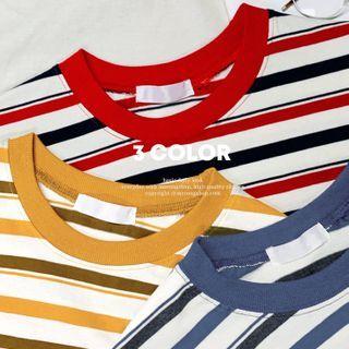 Boxy Cropped Stripe T-shirt