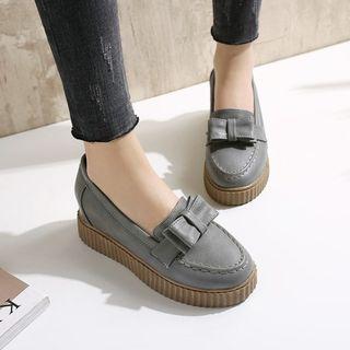 Hidden Wedge Platform Bow Accent Loafers