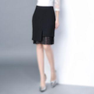 Lace Hem Knit Skirt