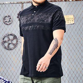 Camo Panel Short Sleeve Polo Shirt