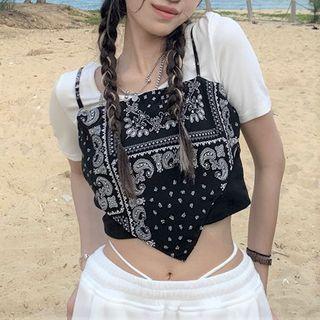 Patterned Strapless Top Black & White - One Size