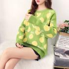 Smile Face Patterned Round Neck Sweater