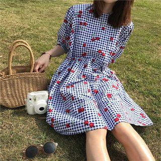 Cherry Printed Chiffon Dress