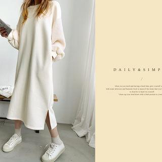 Fleece-panel Long Sweatshirt Dress