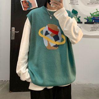 Planet Print Knit Vest
