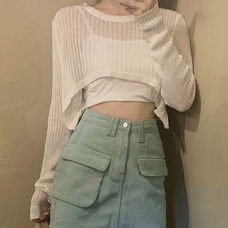 Knitted Cropped Loose-fit Cardigan
