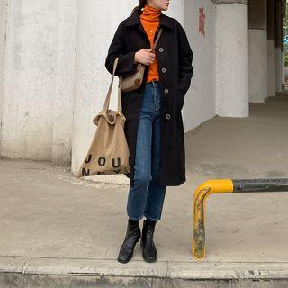 Drop-shoulder Wool Coat