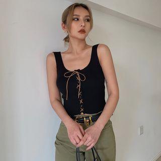 Lace-up Crop Tank Top