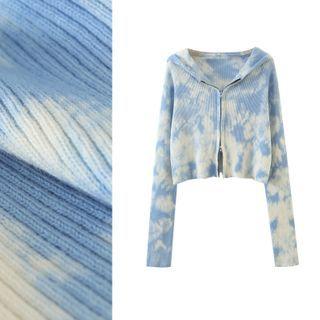 Tie-dye Cropped Hooded Zip Jacket