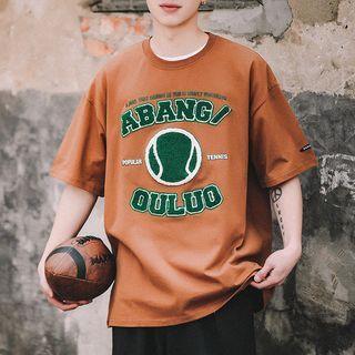 Couple Matching Short-sleeve Baseball Embroidered T-shirt