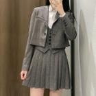 Pleated Skirt / Button-up Vest / Blazer