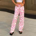 Print High Waist Wide-leg Pants