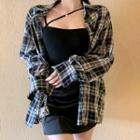 Strappy Camisole Top / Plaid Shirt