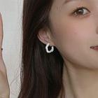 Alloy Open Hoop Earring 3932 - 1 Pair - White - One Size
