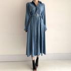 Long-sleeve Denim Belt Shirtdress